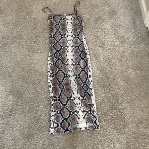 Midi Snake Skin Print Dress
